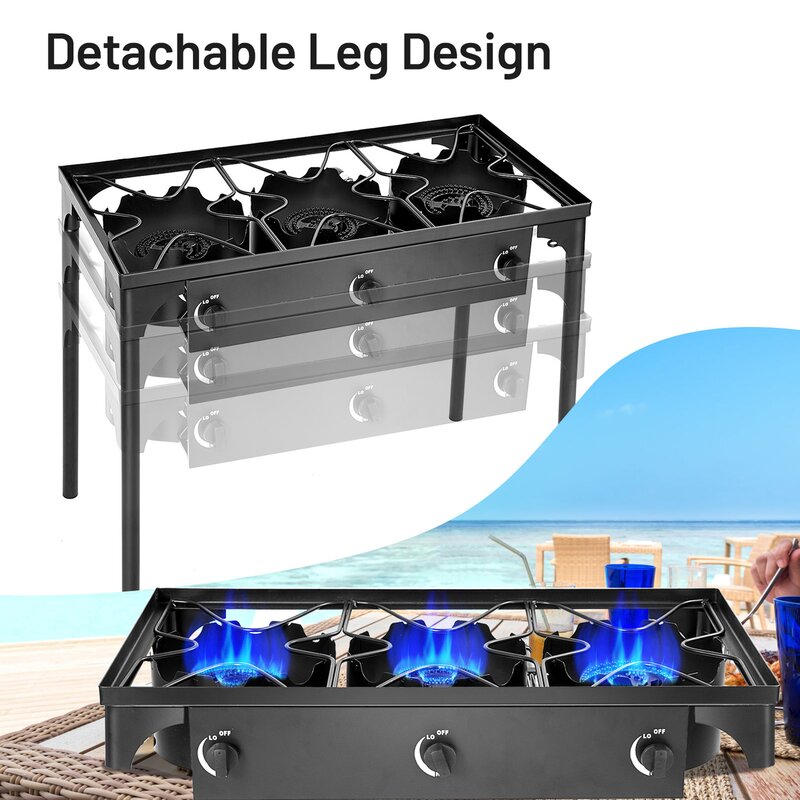 Gymax Outdoor 3-burner Stove High Pressure Propane Gas Camp Stove 225,000  Btu & Reviews | Wayfair